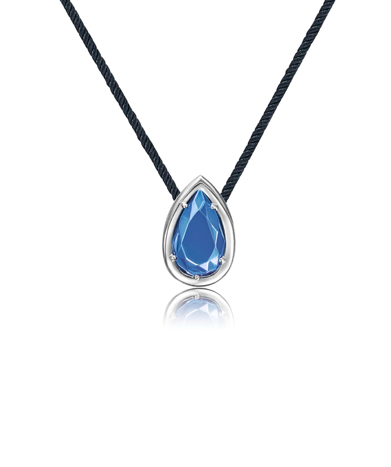 18k White Gold, Blue Gold Pear Motif