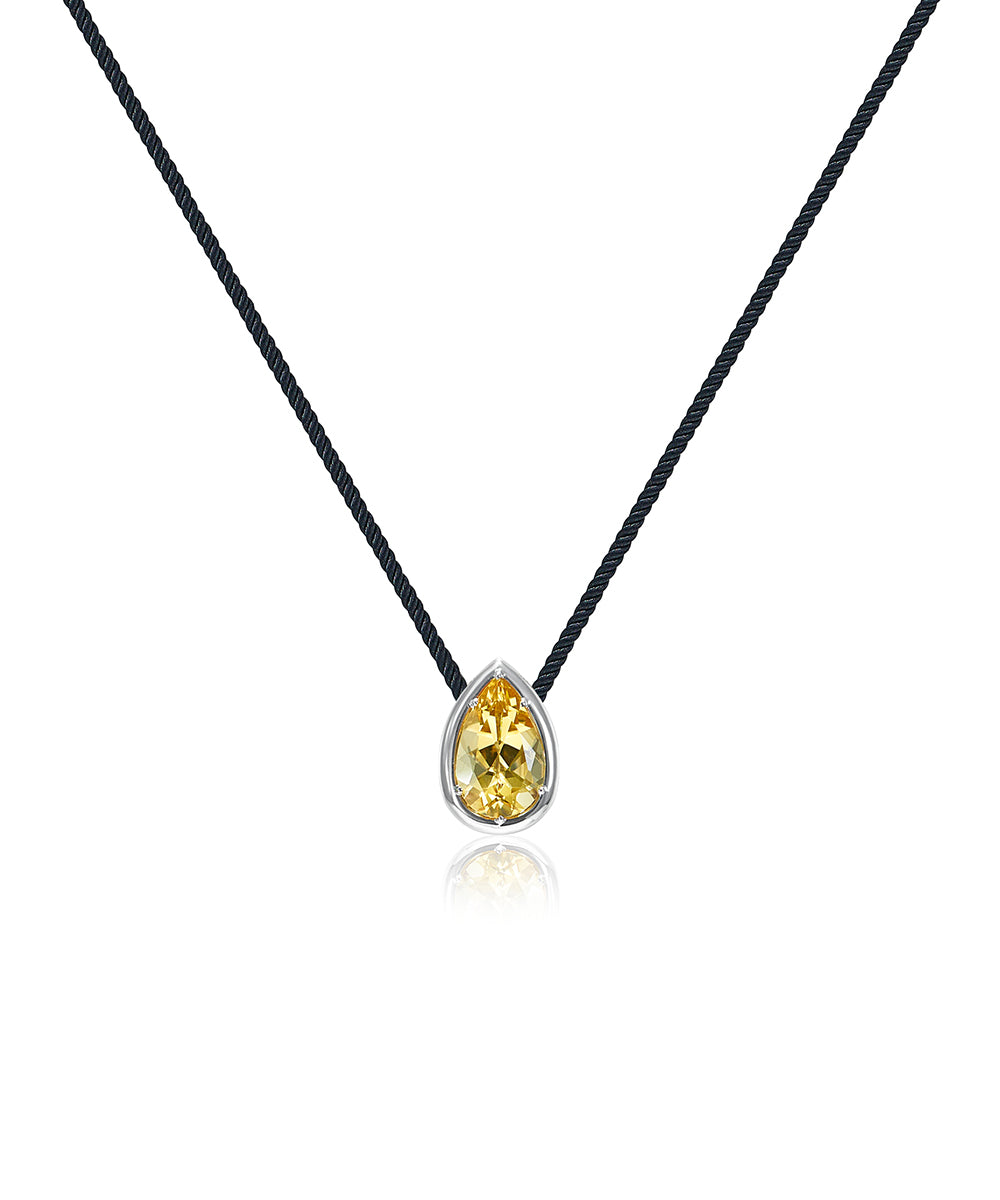 18k White Gold, Pear Yellow Citrine