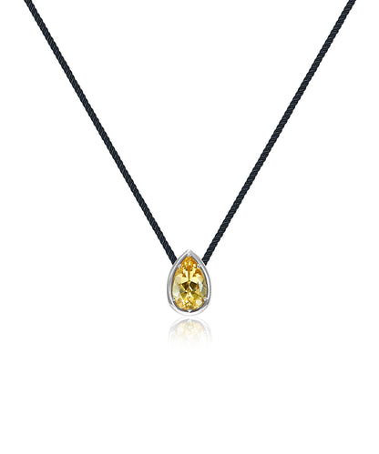 18k White Gold, Pear Yellow Citrine