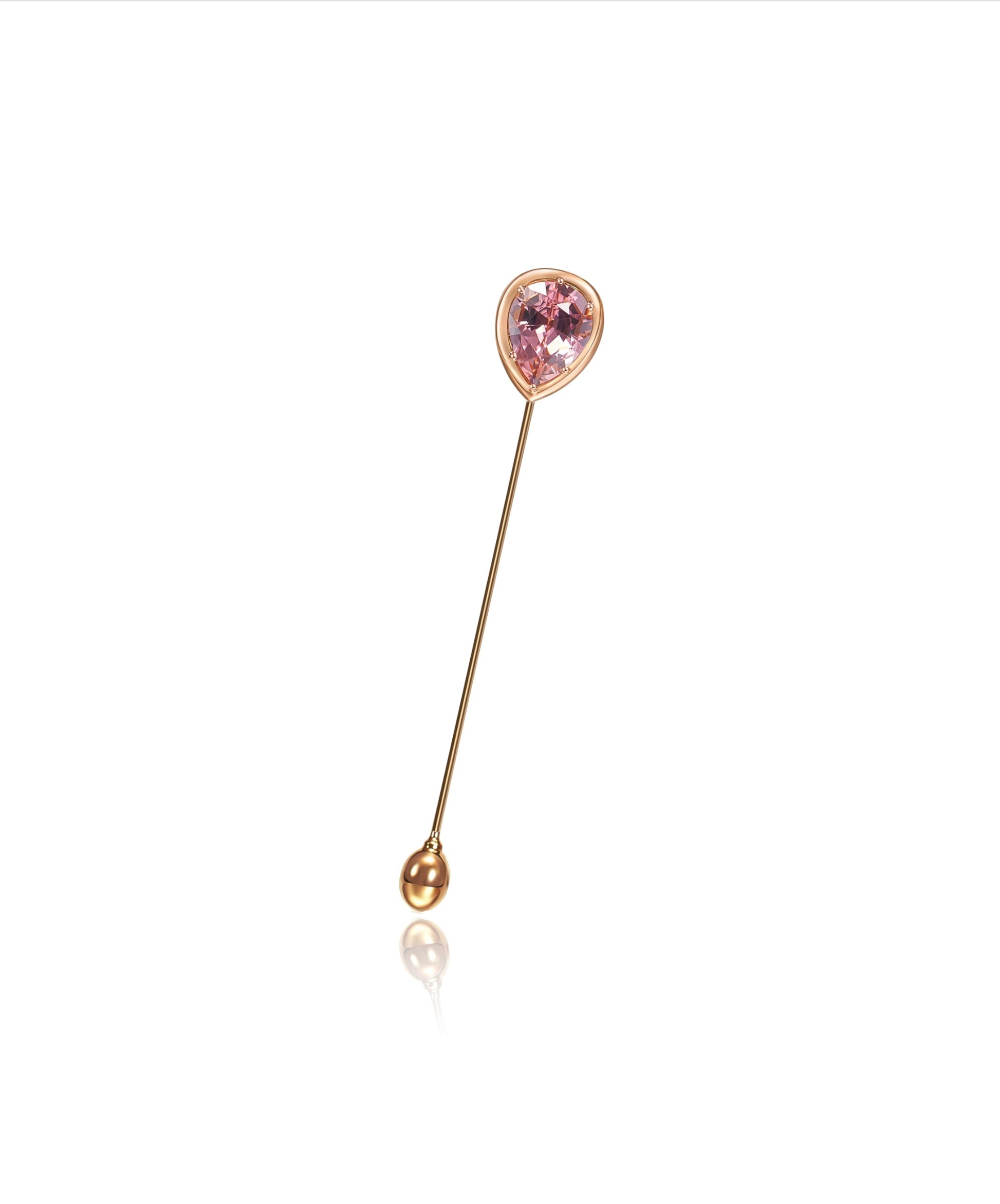 Sembra Sceptre Lapel Pin 18k Rose Gold & Pink Pear Tourmaline