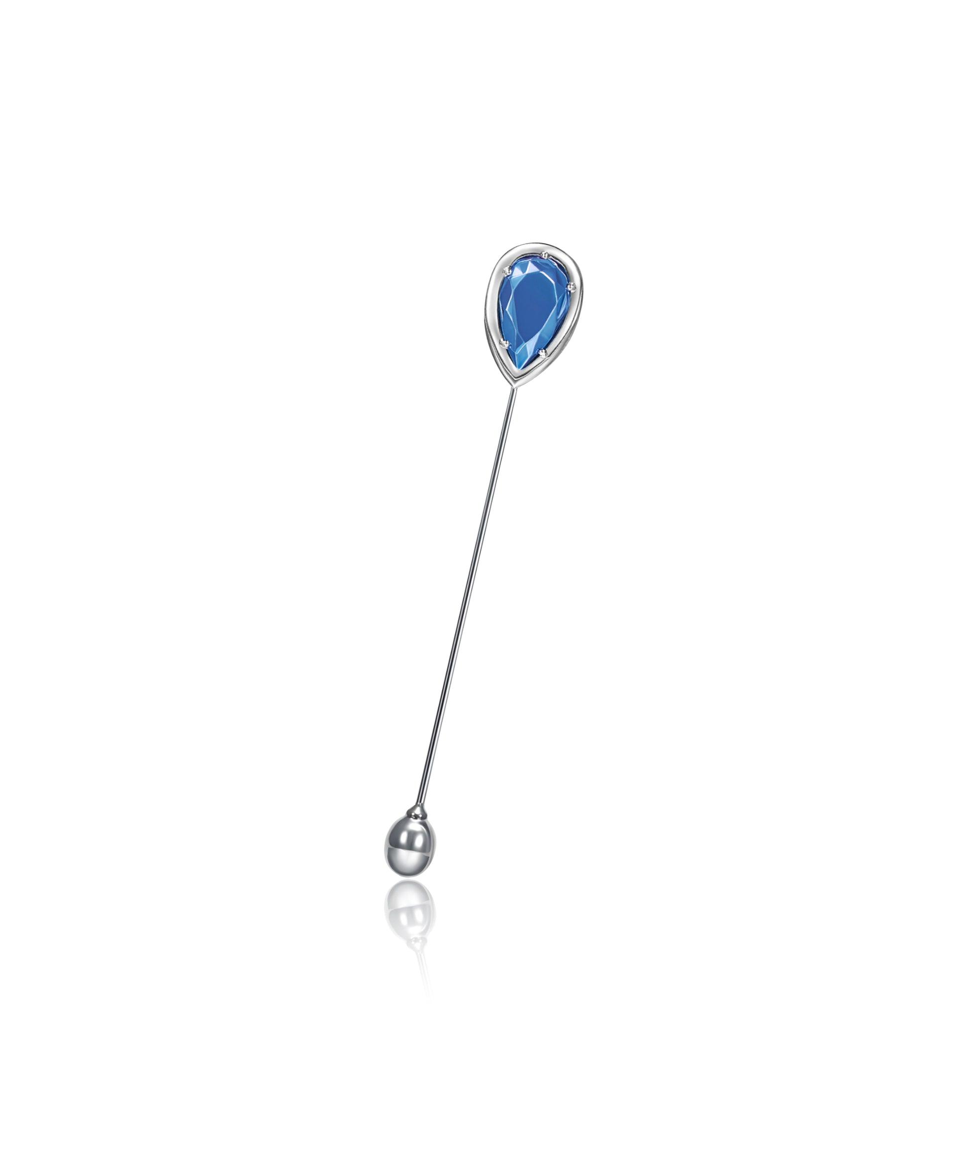 Sembra Sceptre Lapel Pin 18k White Gold & Blue Gold Pear Faceted Motif 
