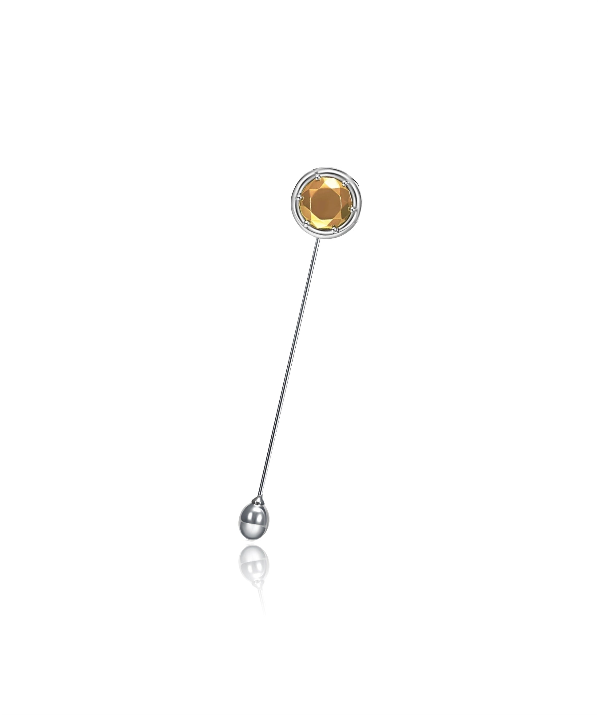Sembra Sceptre Lapel Pin 18k White Gold & Yellow Gold Round Faceted Motif