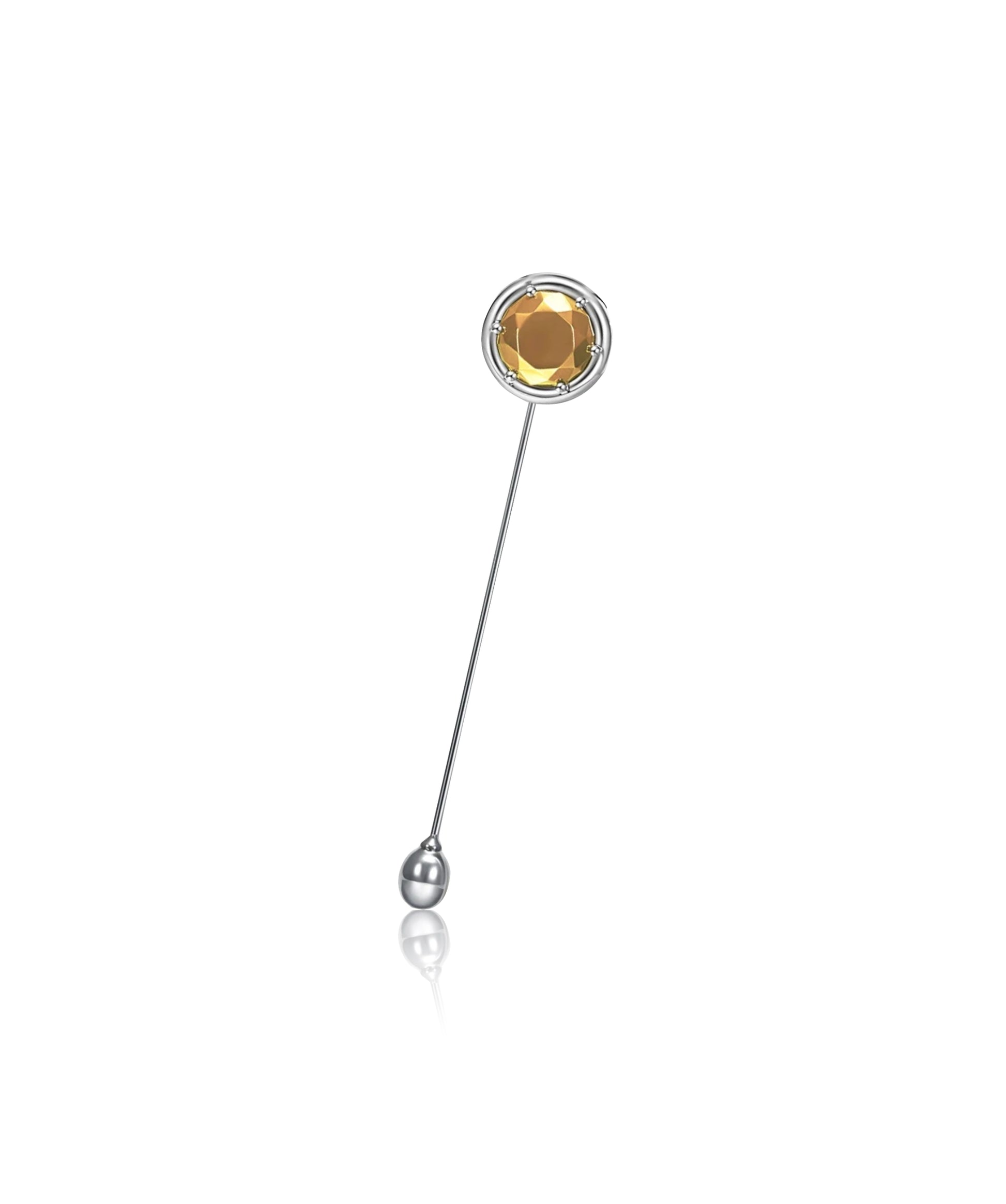 Sembra Sceptre Lapel Pin 18k White Gold & Yellow Gold Round Faceted Motif 2