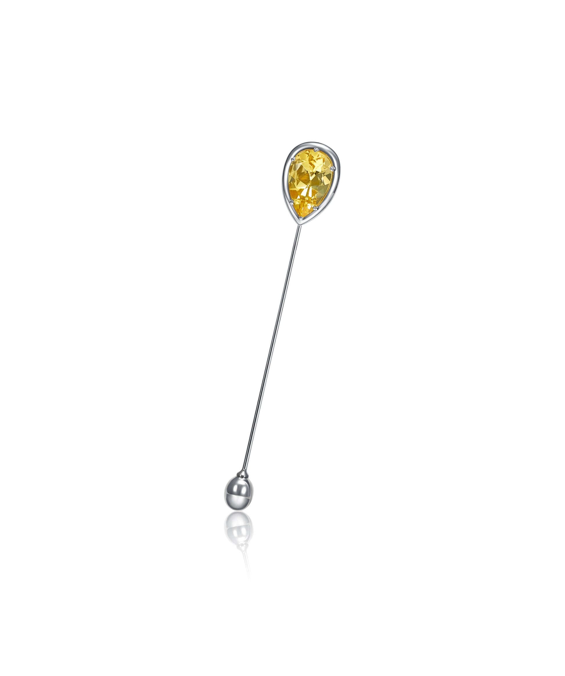 Sembra Sceptre Lapel Pin 18k White Gold & Yellow Pear Citrine