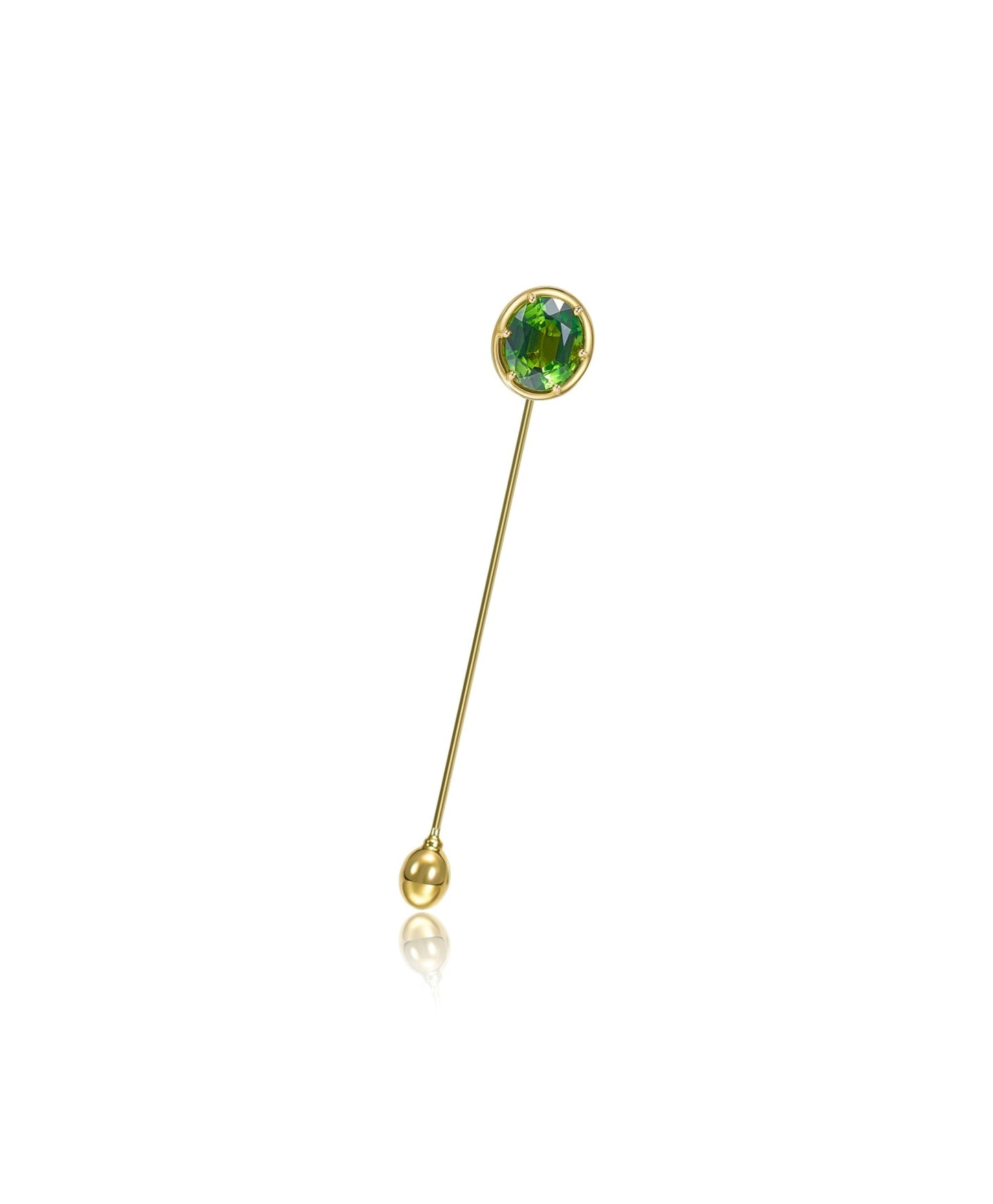 Sembra Sceptre Lapel Pin 18k Yellow Gold & Green Oval Tourmaline