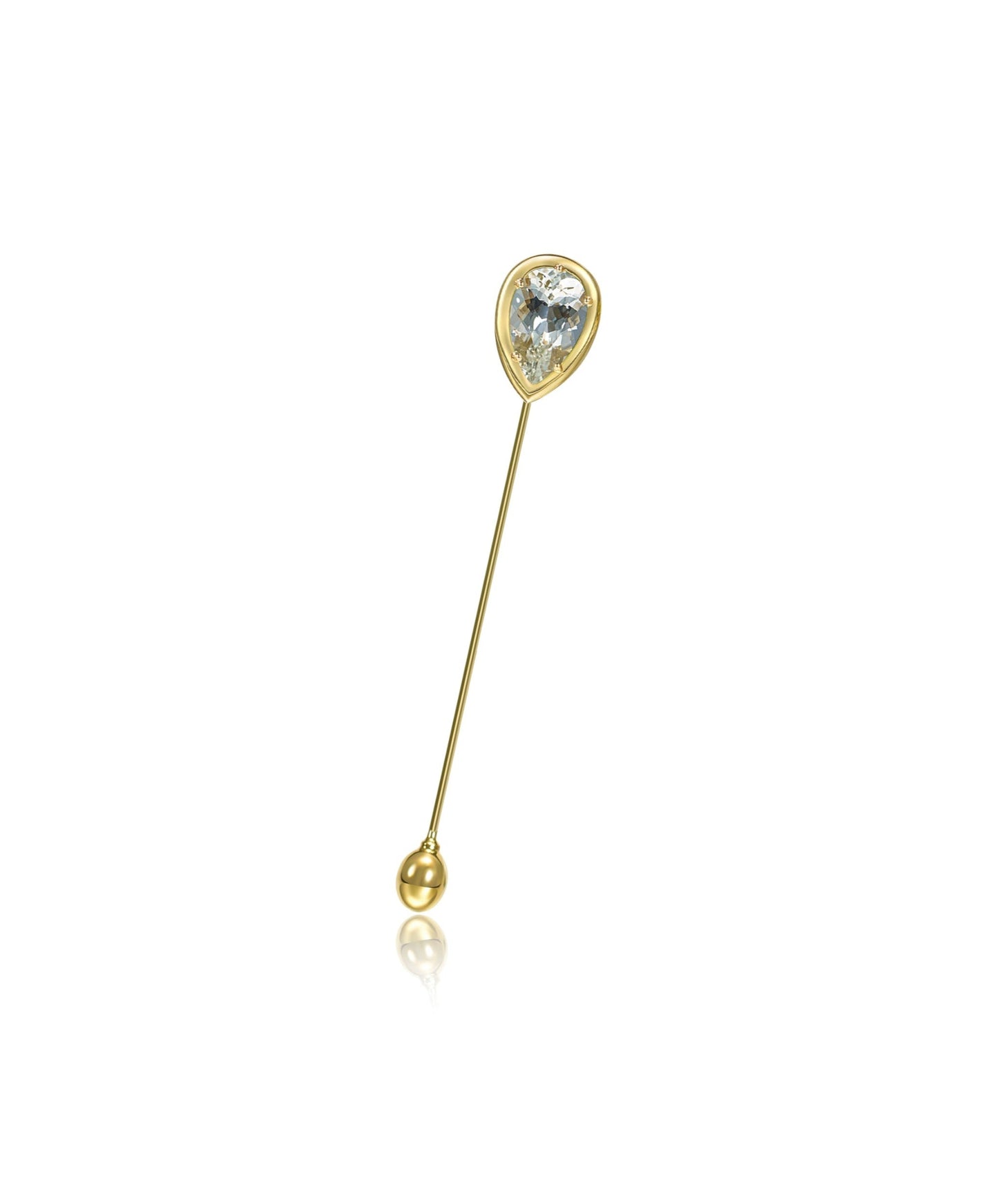 Sembra Sceptre Lapel Pin 18k Yellow Gold & White Pear Morganite 